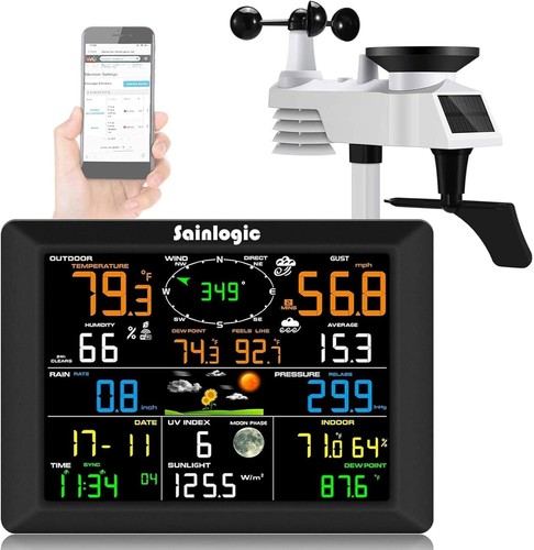 Stylish WiFi Weather Station: 8.3-Inch Color Display & Outdoor Sensors Included - Picture 3 of 9