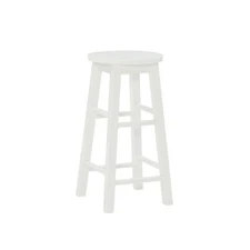 24" Backless Round Counter Stool Solid Wood Legs Foot Rails Indoor Bar Seat New