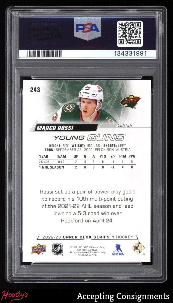 2022-23 Upper Deck #243 Marco Rossi Young Guns Rookie RC PSA 7 view 2
