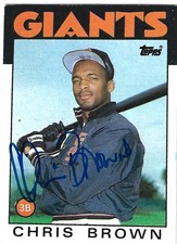 1986 Chris Brown SF Giants Signed Topps Trading Card