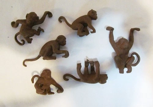MARX 1950's SUPER CIRCUS PLAYSET PERFORMING MONKEY SET OF 6 MONKEYS VINTAGE
