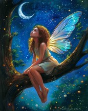 original drawing 24 x 30 cm 88SkV artwork soft pastel Moon nymph