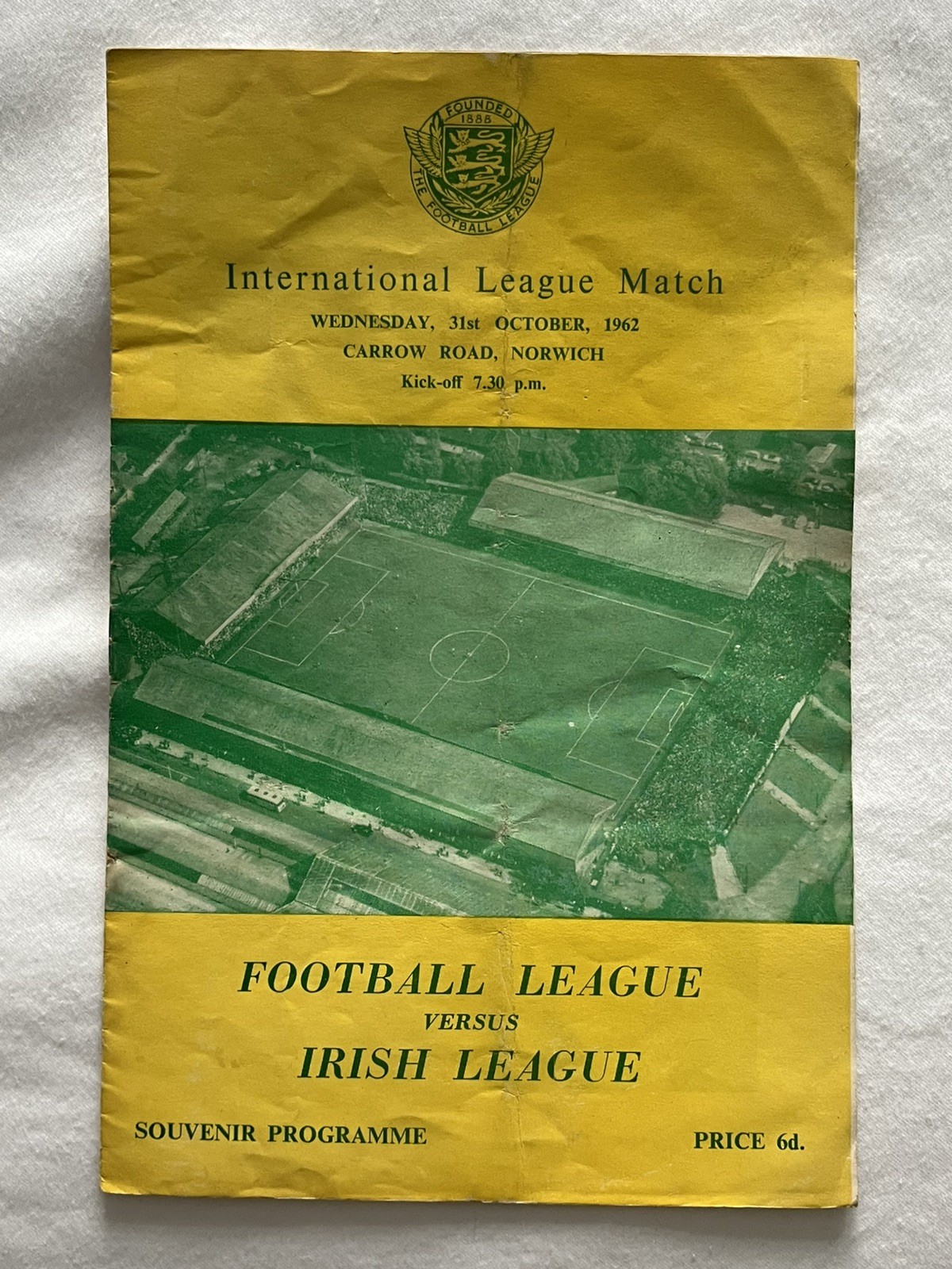 Football League v Irish League 31/10/62, Carrow Rd Norwich for sale on Ebay