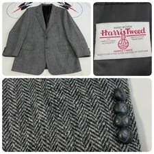 Jos A Bank x Harris Tweed Blazer Jacket Sport Coat Herringbone Tweed 46R Mint 