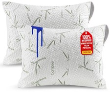 Waterproof Pillow Protectors with Zipper Queen Size 2 Pack , Soft and Coolin...