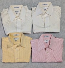 Lot of 4 Paul Fredrick Dress Shirts   Size 14 -32   100 Cotton   Malaysia PF1