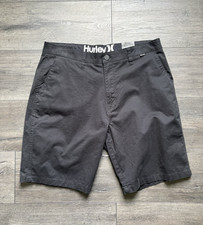 Hurley Mens Black Cotton Blend Walk Shorts Knee-Length Size 36 NWT