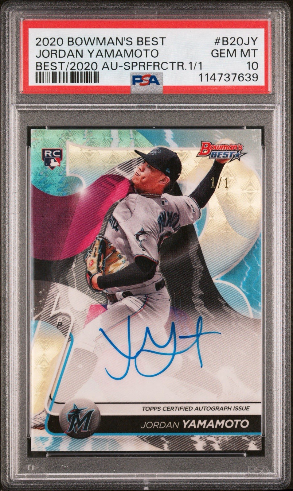 2020 BOWMAN'S BEST B/2020 AUTOGRAPHS - JORDAN YAMAMOTO SUPERFRACTOR 1/1 PSA 10