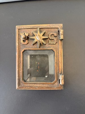 American Post Office Box Co. Red Brass US combination beveled glass.