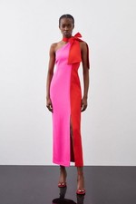 Karen Millen Bodycon Midi Dress UK8 in Pink RRP £179