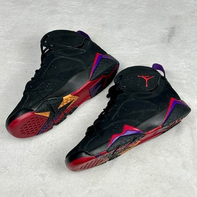 Kids Nike Air Jordan 7 Retro Raptor Black Red Purple Basketball Sneakers Sz 4.5Y
