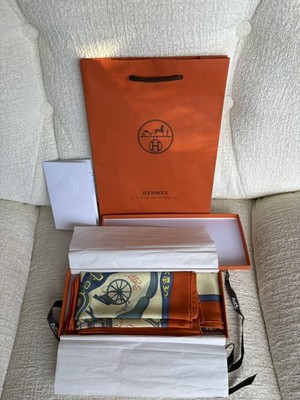 *Hermés* Carre 70 Vintage Palonniers CG / Orange/ Jaune Soufre/ Bleu - Scarf- 