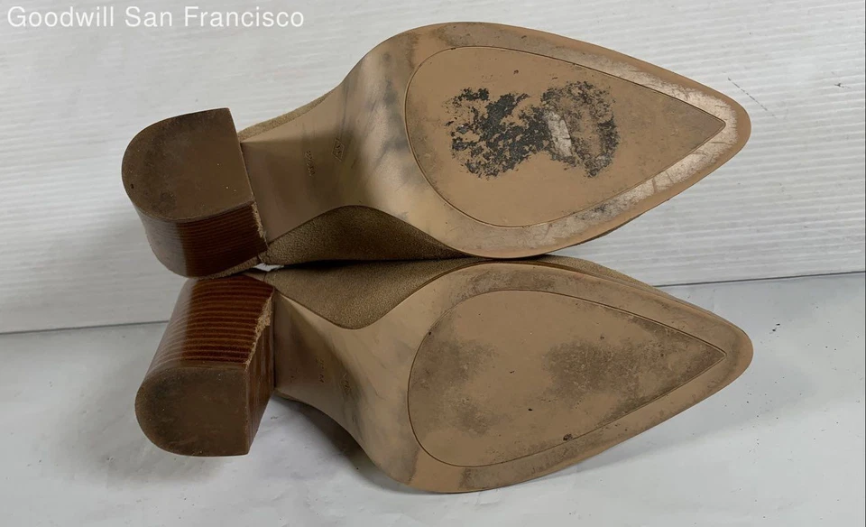 Halogen Brown Leather Pointed Toe Classic Block Slingback Womens Heels Size 8.5M - Image 4 of 4