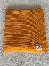 Vintage Selfridges Orange Cellular Blanket Nylon Trim Kingsize 240cm X 250cm