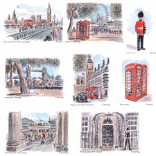 London Souvenir A6 Postcards | London Life 60 Illustrations by Richard Briggs