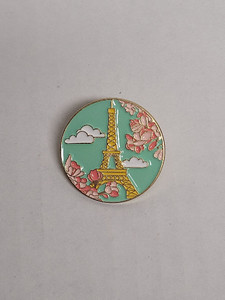 Paris Eiffel Tower Round Enamel Travel Souvenir Landscape Lapel Pin