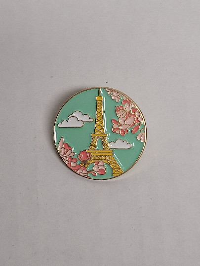 Paris Eiffel Tower Round Enamel Travel Souvenir Landscape Lapel Pin