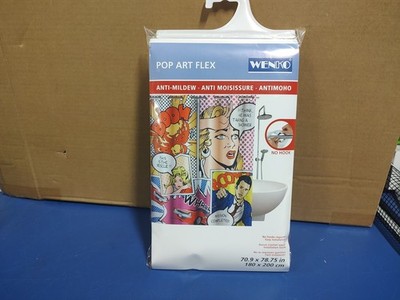 wenko pop art flex shower curtain,70x78in, No Hooks Required,New