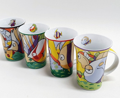 Set of 4 Maxwell & Williams Splash Coffee Mugs - First Quality Porcelain