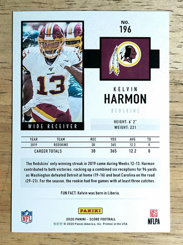 2020 Score #196 Kelvin Harmon - Picture 2 of 2