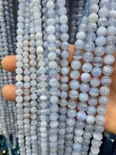Pretty Natural 6/8/10mm Blue Patterned Agate Round Loose Beads 15in Strand AAA