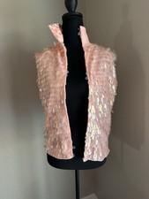 Vintage Sequin Pink Top/Vest Zip 60s/70s Roller Disco Fun Glitzy Glam Dress Up
