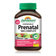 Jamieson Prenatal 100 Complete Multivitamin Chewable Cranberry Apple Flavour,
