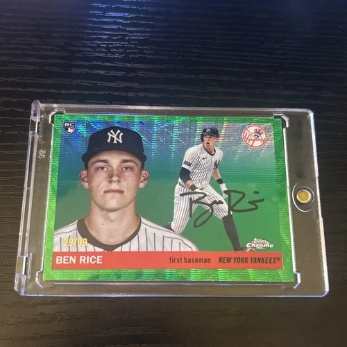 2025 Topps Chrome Platinum Ben Rice Green Ray Wave Refractor 29/99 RC Yankees