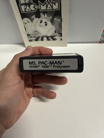 Atari 7800 Ms PAC-MAN Cartridge & Manual 1987 Tested & Working