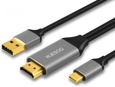 WJESOG HDMI to USB C Cable 6.6ft 4K@60Hz With Power Adapter,HDMI Black 
