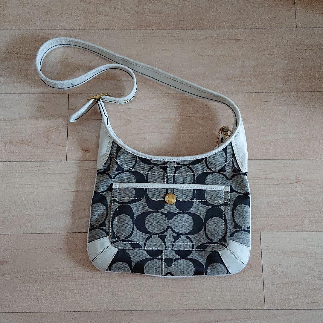 COACH Signature Leather Shoulder Bag with Adjustable Strap