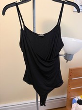 Garage V-Neck Bodysuit Black Snap Closure Medium