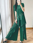 PLEATS PLEASE ISSEY MIYAKE irregular top + wide leg pants suit Dark green — photo 4