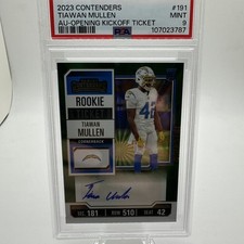 2023 CONTENDERS AUTO #191 TIAWAN MULLEN PSA 9 Kickoff Ticket Green Laser