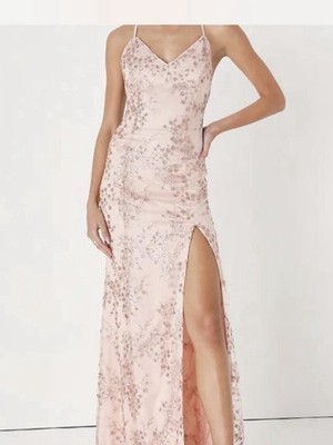 blissful blossoms blush pink sequin backless maxi dress Blossom Muse Backless Maxi Dress – Pretty Little Minx main image 0