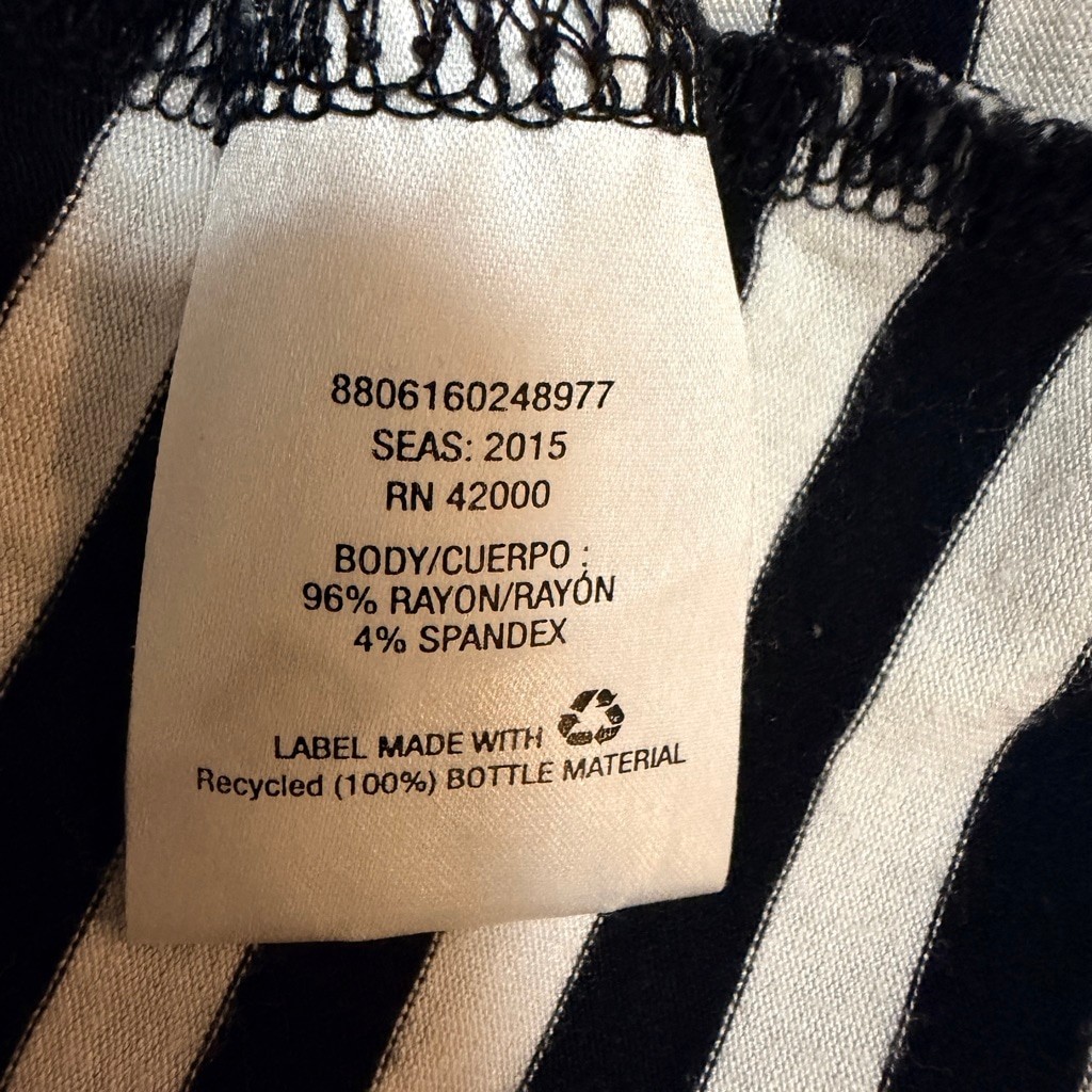 Attention Women's Black White Striped Sleeveless Top XL (b4)