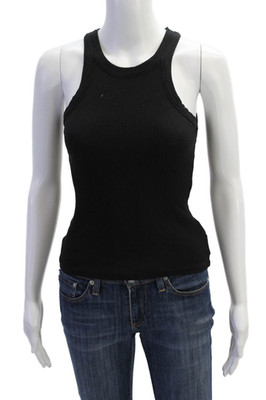 Wesley Womens Ribbed Sleeveless Pullover Tank Top Black Size Small