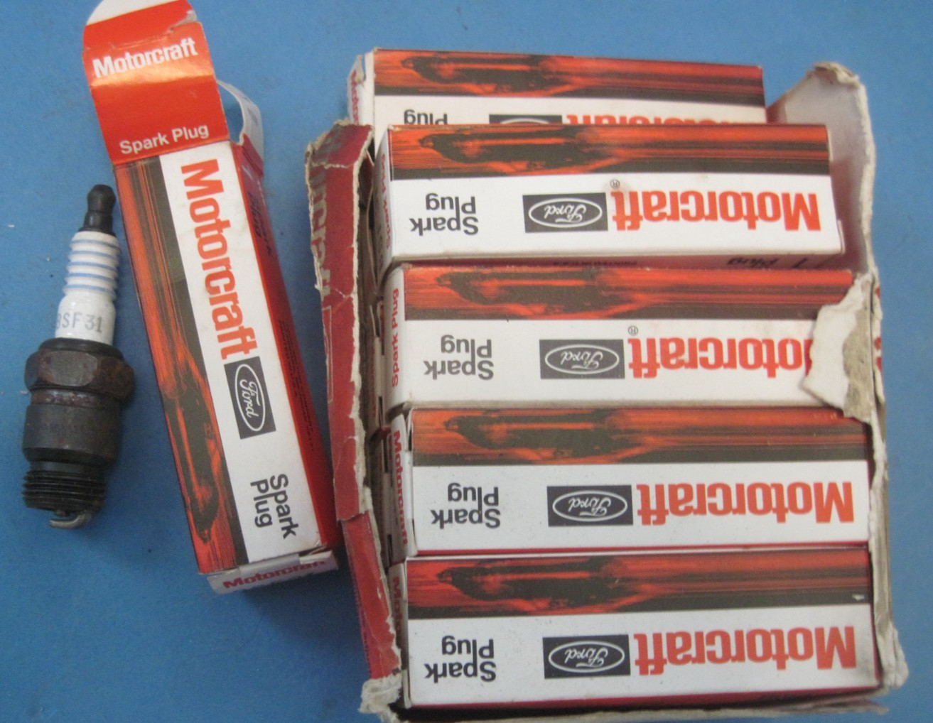 Box of 10 new old stock Motorcraft spark plugs BSF31 Ford products