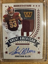 2025 Rookies and Stars Jonathan Allen Great American Signatures Patch Auto /99