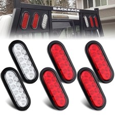 6 Pcs 6 Inch Oval LED Trailer Tail Lights 10LED, 4 Red 2 White 6" Inch Oval