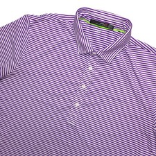 RLX Ralph Lauren Polo Shirt Mens Large Purple Stripe Golf Performance Stretch