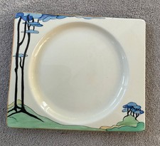 Lovely Original Clarice Cliff Blue Firs Biarritz Plate in Great Condition