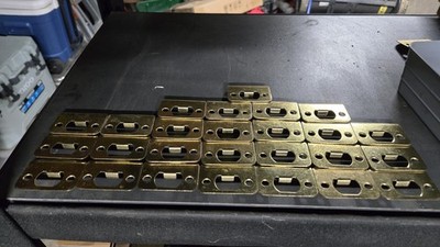 door latch strike plate 2 1/4 l x 1 5/8 screw hole ctc brass finish Landlord Lot