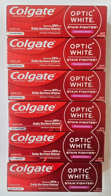 Colgate Optic White Stain Fighter Sensitivity Relief Whitening Toothpaste 6 Pack