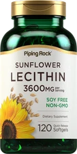 Sunflower Lecithin | 3600mg | 200 Softgels | Non-GMO | by Piping Rock