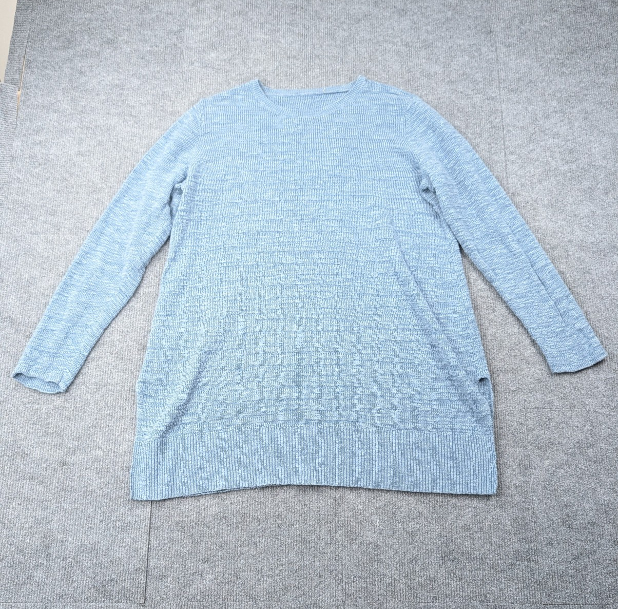 Eileen Fisher Sweater Womens Large Blue Organic Linen Cotton Knit Tunic Coastal