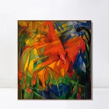 Framed Canvas Giclee Print Animals in a Landscape 1914 by Franz Marc Home Decor