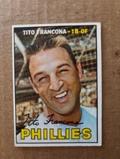 1967 TOPPS TITO FRANCONA PHILADELPHIA PHILLIES #443 G/VG