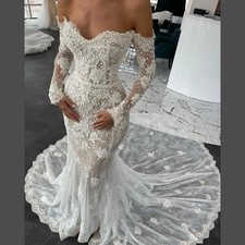 Customized Elegant Mermaid Wedding Dresses Sexy Sweetheart Beads Appliques Lace