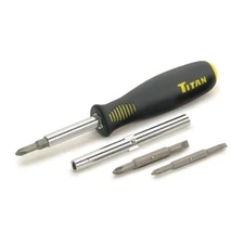 Titan 11010 Getta-Grip 6-in-1 Screwdriver, Chrome Vanadium Bits Soft Grip Handle